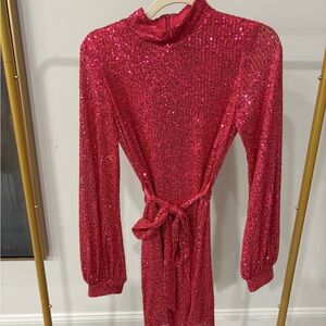 Aakaa Pink Sequin Mini Dress